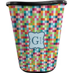 Retro Pixel Squares Waste Basket - Single Sided (Black) (Personalized)