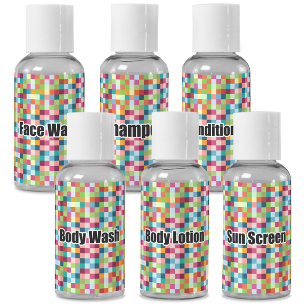 Custom Retro Pixel Squares Travel Bottles (Personalized)