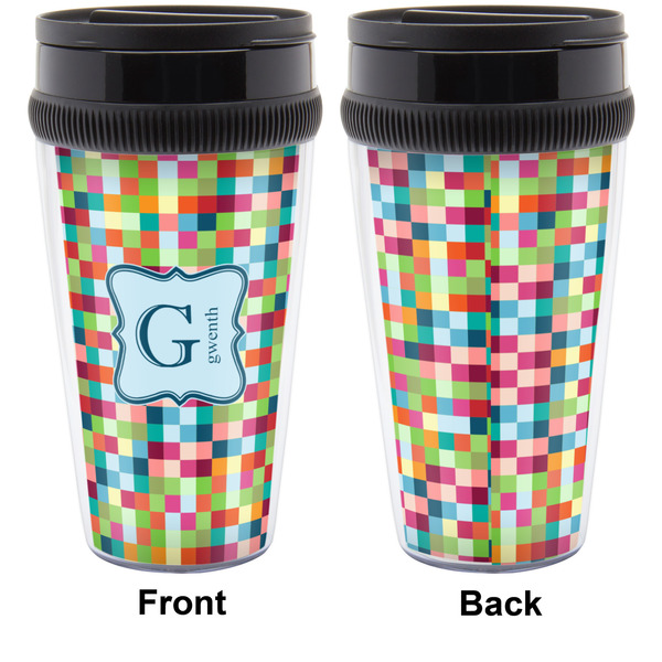 Retro Pixel Squares Travel Mug Approval (Personalized)