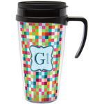 Retro Pixel Squares Acrylic Travel Mug with Handle (Personalized)