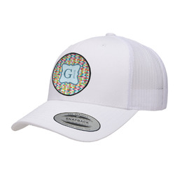 Retro Pixel Squares Trucker Hat - White (Personalized)