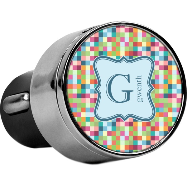 Custom Retro Pixel Squares USB Car Charger (Personalized)