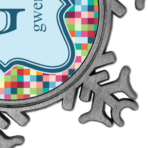 Retro Pixel Squares Vintage Snowflake - Detail