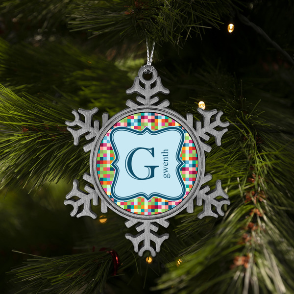 Retro Pixel Squares Vintage Snowflake - (LIFESTYLE)