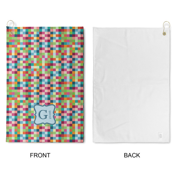Retro Pixel Squares Waffle Weave Golf Towel - Approval