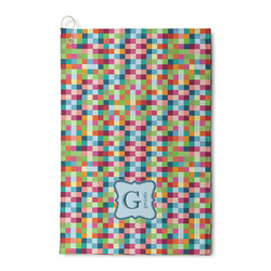 Retro Pixel Squares Waffle Weave Golf Towel (Personalized)
