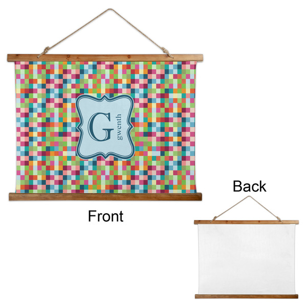 Retro Pixel Squares Wall Hanging Tapestry - Landscape - APPROVAL