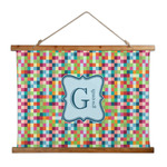 Retro Pixel Squares Wall Hanging Tapestry - Wide (Personalized)