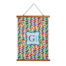 Retro Pixel Squares Wall Hanging Tapestry - Tall (Personalized)