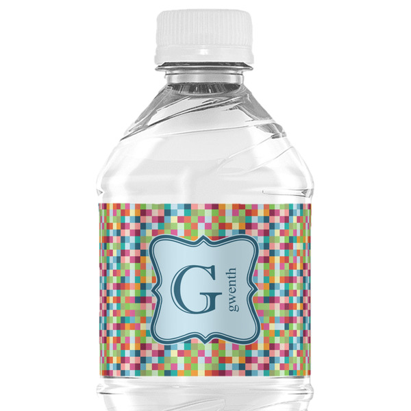 Custom Retro Pixel Squares Water Bottle Labels - Custom Sized (Personalized)