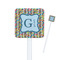 Retro Pixel Squares Square Plastic Stir Sticks (Personalized)