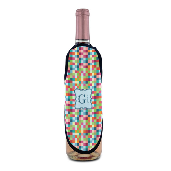 Retro Pixel Squares Wine Bottle Apron - IN CONTEXT
