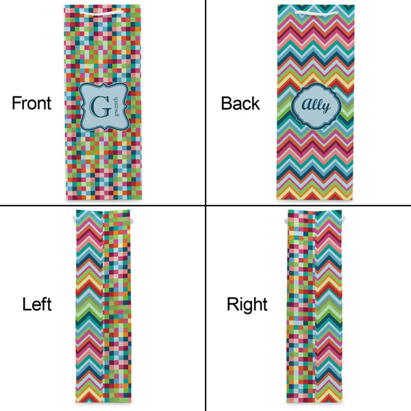 Retro Pixel Squares Wine Gift Bag - Gloss - Approval