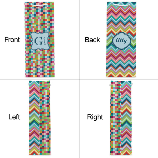 Retro Pixel Squares Wine Gift Bag - Matte - Approval