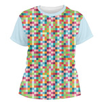 Retro Pixel Squares Women's Crew T-Shirt - X Large
