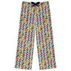 Retro Pixel Squares Womens Pajama Pants - L