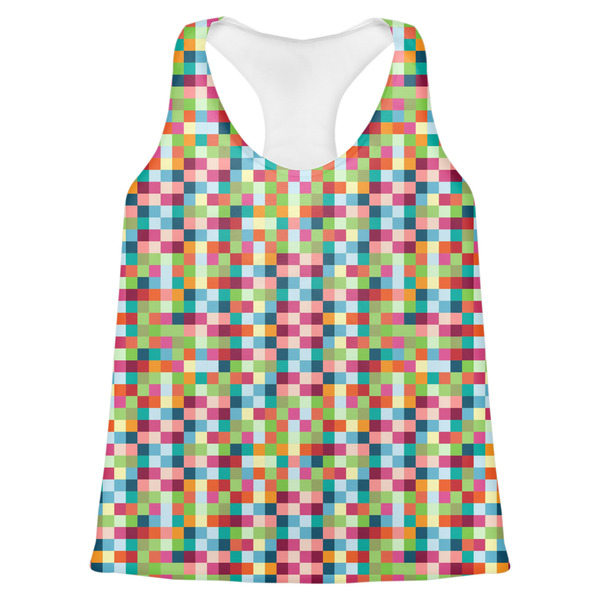 Custom Retro Pixel Squares Womens Racerback Tank Top - 2X Large