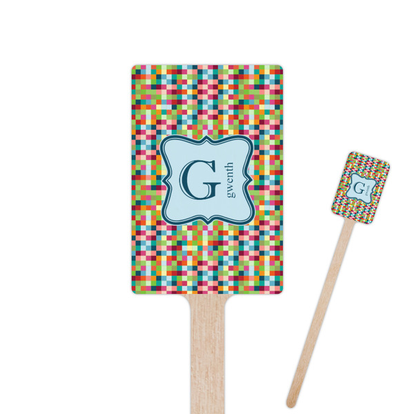 Custom Retro Pixel Squares 6.25" Rectangle Wooden Stir Sticks - Double Sided (Personalized)