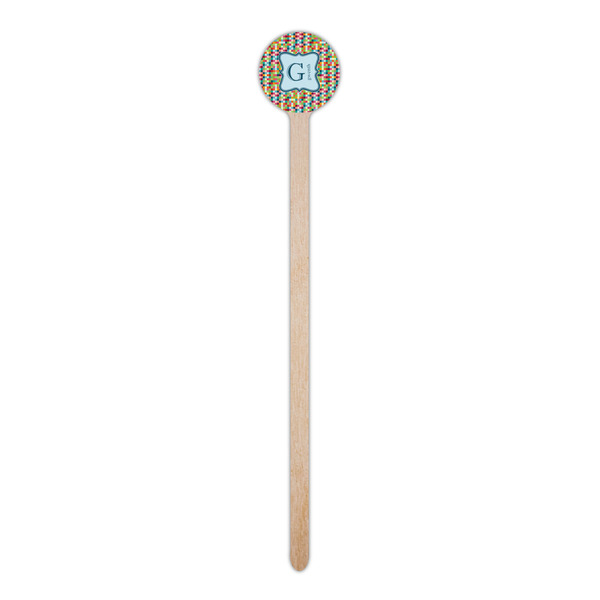 Retro Pixel Squares Wooden 6" Stir Stick - Round - Single Stick
