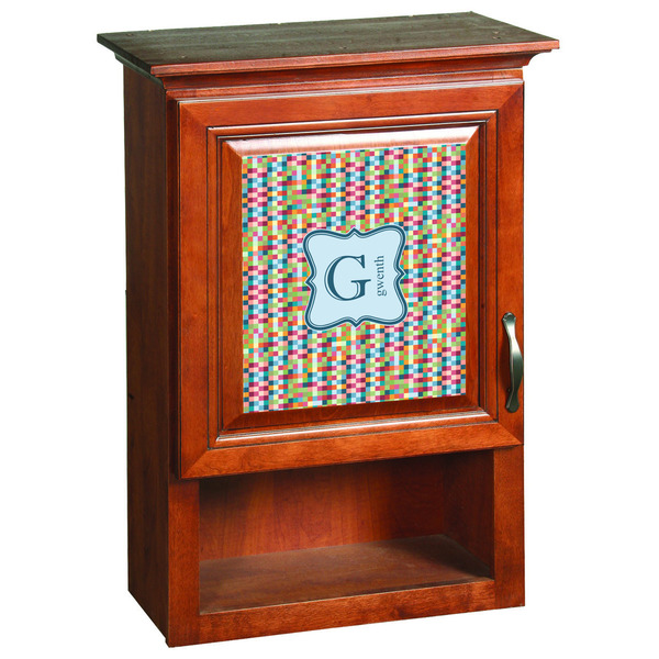 Retro Pixel Squares Wooden Cabinet Decal (Medium)