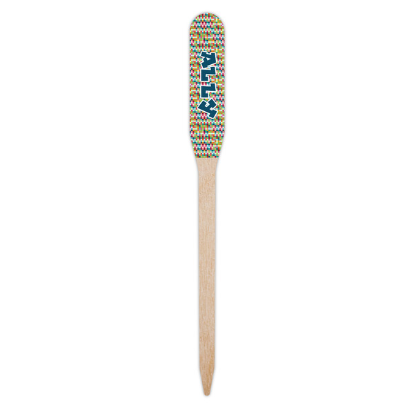 Retro Pixel Squares Wooden Food Pick - Paddle - Single Pick