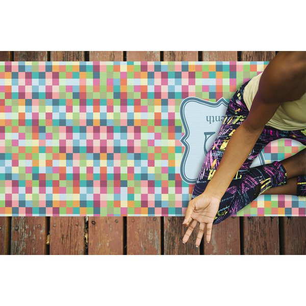 Retro Pixel Squares Yoga Mats - LIFESTYLE