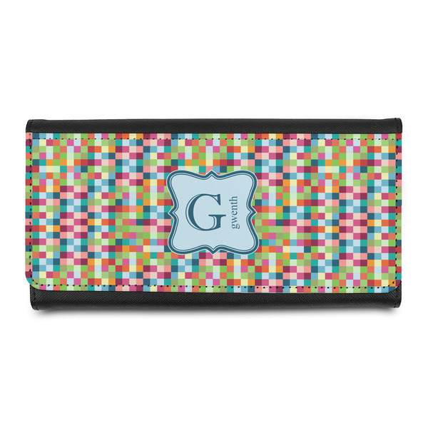 Custom Retro Pixel Squares Leatherette Ladies Wallet (Personalized)