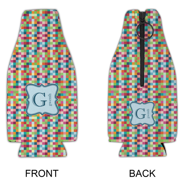 Retro Pixel Squares Zipper Bottle Cooler - APPROVAL