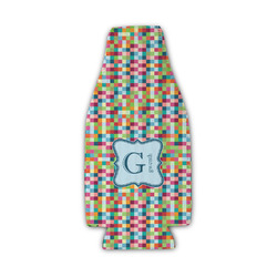 Retro Pixel Squares Zipper Bottle Cooler (Personalized)
