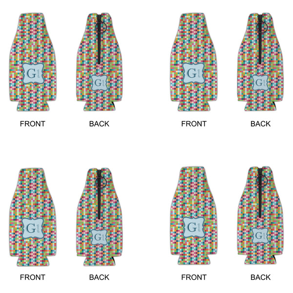 Retro Pixel Squares Zipper Bottle Cooler - Set of 4 - APPROVAL