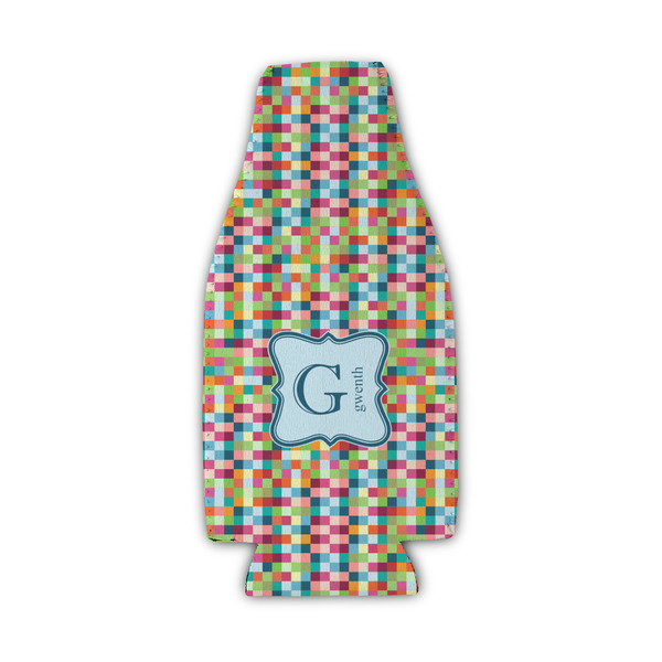 Retro Pixel Squares Zipper Bottle Cooler - Set of 4 - FRONT
