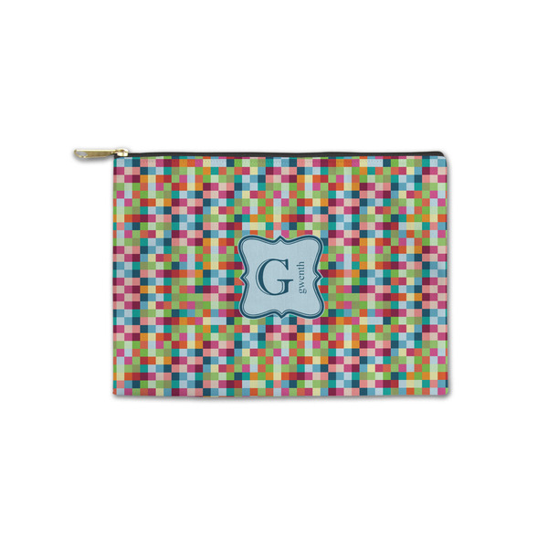 Custom Retro Pixel Squares Zipper Pouch - Small - 8.5"x6" (Personalized)
