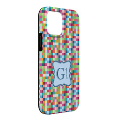 Retro Pixel Squares iPhone Case - Rubber Lined - iPhone 13 Pro Max (Personalized)