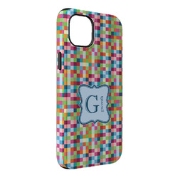 Retro Pixel Squares iPhone Case - Rubber Lined - iPhone 14 Plus (Personalized)