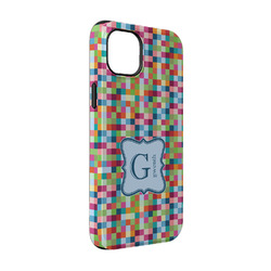 Retro Pixel Squares iPhone Case - Rubber Lined - iPhone 14 Pro (Personalized)