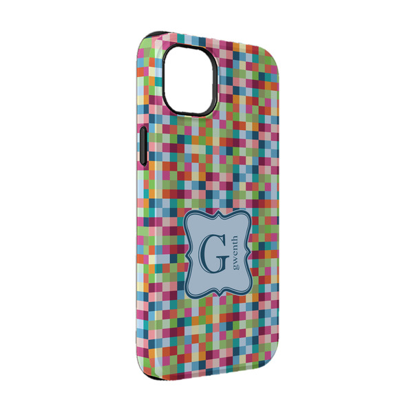 Custom Retro Pixel Squares iPhone Case - Rubber Lined - iPhone 14 Pro (Personalized)