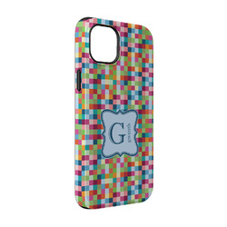 Retro Pixel Squares iPhone Case - Rubber Lined - iPhone 14 (Personalized)