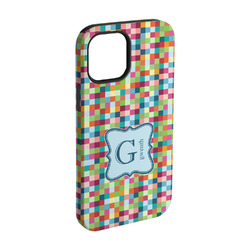 Retro Pixel Squares iPhone Case - Rubber Lined - iPhone 15 Pro (Personalized)