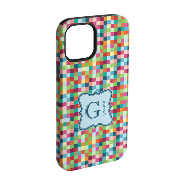 Custom Retro Pixel Squares iPhone Case - Rubber Lined - iPhone 15 (Personalized)