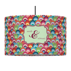 Retro Fishscales 12" Drum Pendant Lamp - Fabric (Personalized)