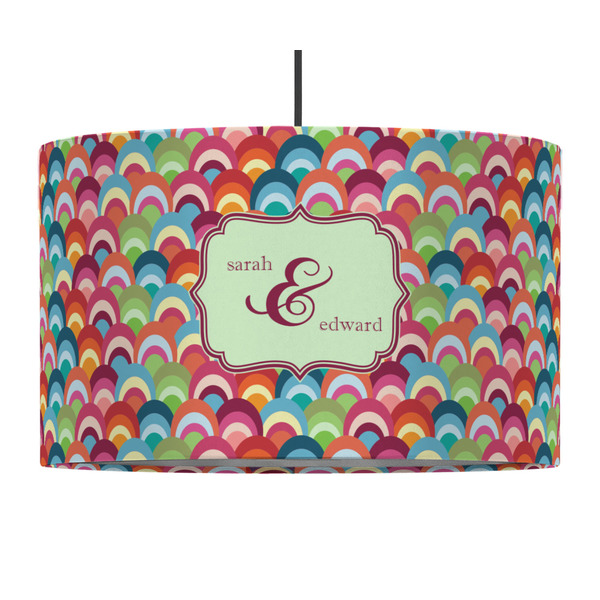 Retro Fishscales 12" Drum Lampshade - PENDANT (Fabric)