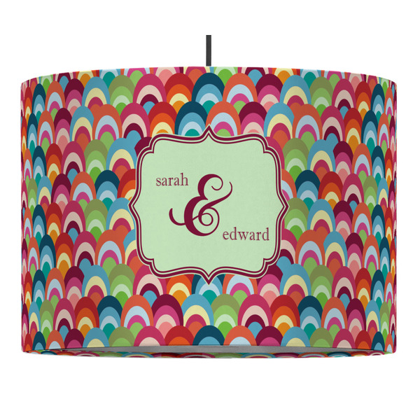 Retro Fishscales 16" Drum Lampshade - PENDANT (Fabric)