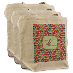 Retro Fishscales Reusable Cotton Grocery Bags - Set of 3 (Personalized)