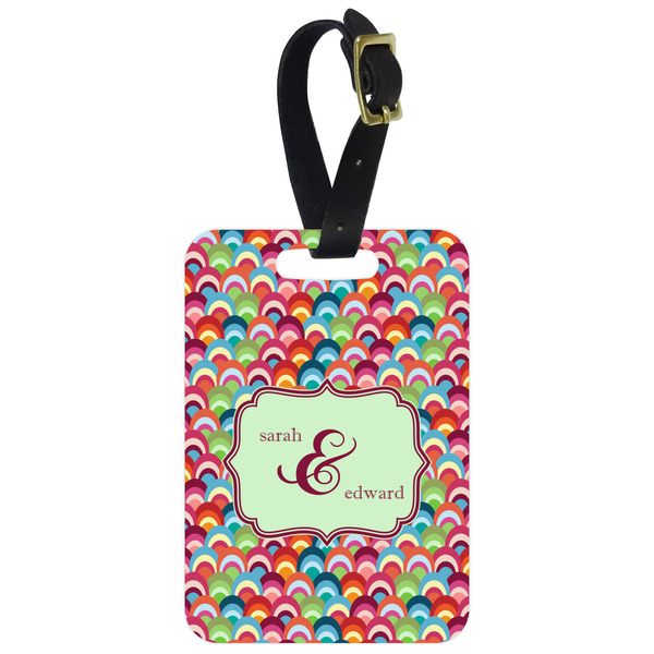 Custom Retro Fishscales Metal Luggage Tag w/ Couple's Names