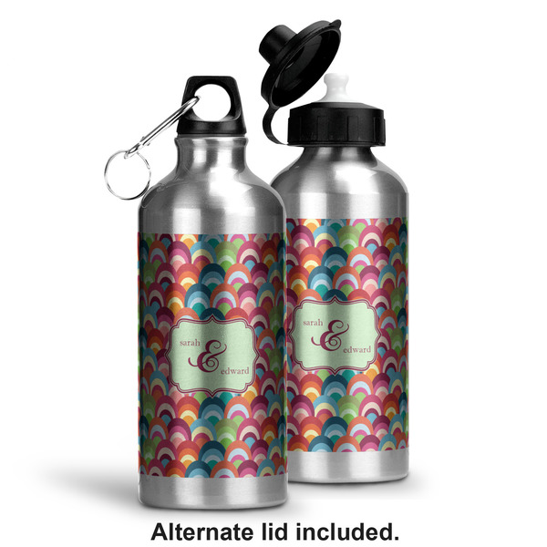 Retro Fishscales Aluminum Water Bottle - Alternate lid options