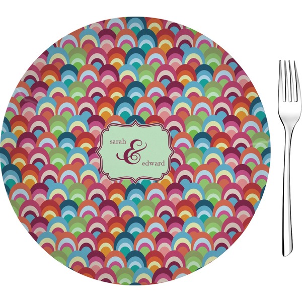 Custom Retro Fishscales Glass Appetizer / Dessert Plate 8" (Personalized)