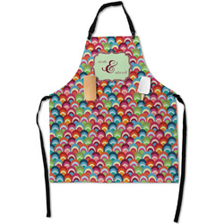 Retro Fishscales Apron With Pockets w/ Couple's Names