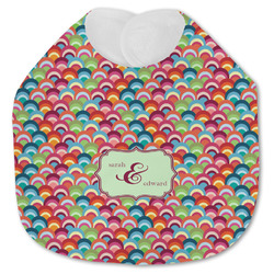 Retro Fishscales Jersey Knit Baby Bib w/ Couple's Names
