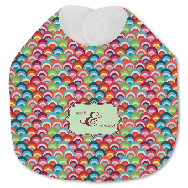 Custom Retro Fishscales Jersey Knit Baby Bib w/ Couple's Names