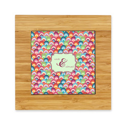 Retro Fishscales Bamboo Trivet with Ceramic Tile Insert (Personalized)